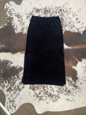 My Michelle Black Velvet Midi Skirt with Smooth Finish